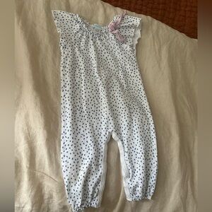 White and Blue Polka Dot Baby Romper
